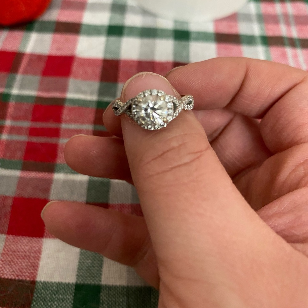 Gabriel And Co, Elegant Silver Diamond Cluster Ri… - image 1